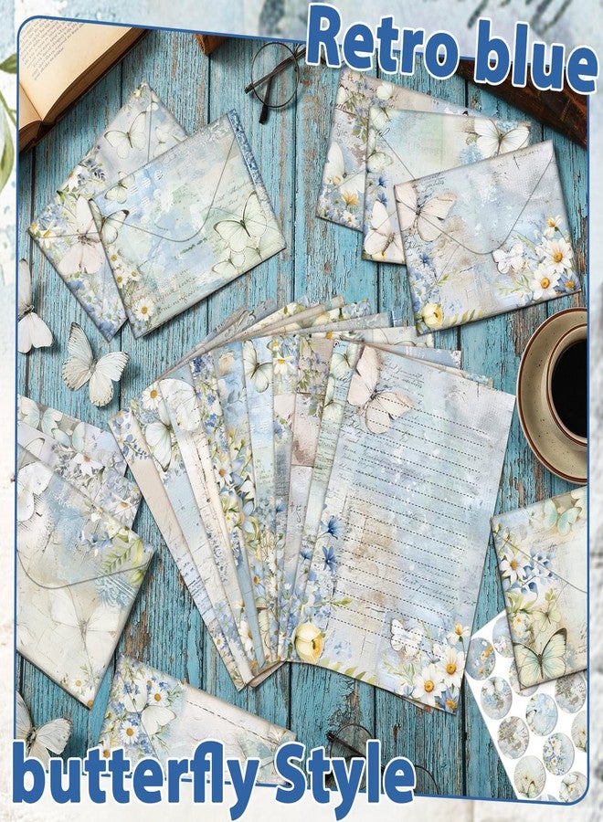 تاوباري مجموعة أوراق قرطاسية من تاوباري مكونة من 160 قطعة، 50 ورقة قرطاسية مزدوجة الجوانب مع 50 ظرفًا متطابقًا و60 ملصقًا دائريًا منقطًا، 10 تصميمات (Serenity Junk، 8.25 × 5.5 بوصة) - Image 2