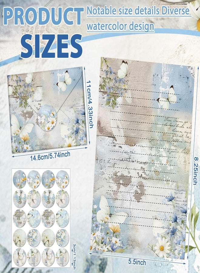 تاوباري مجموعة أوراق قرطاسية من تاوباري مكونة من 160 قطعة، 50 ورقة قرطاسية مزدوجة الجوانب مع 50 ظرفًا متطابقًا و60 ملصقًا دائريًا منقطًا، 10 تصميمات (Serenity Junk، 8.25 × 5.5 بوصة) - Image 4