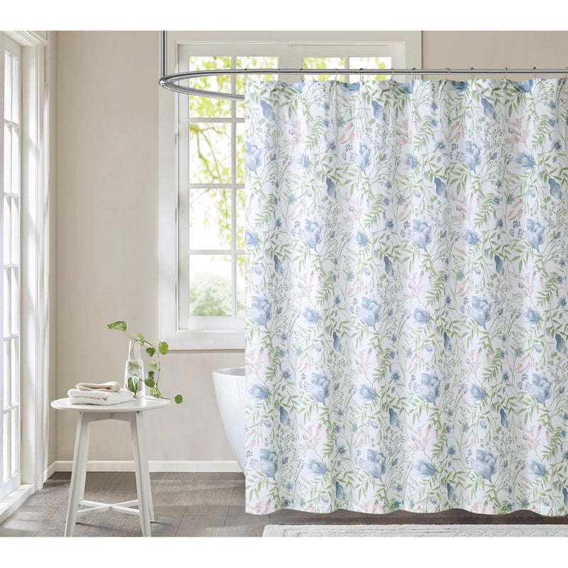 Cottage Classics Field Floral Multi Cotton 1Piece Shower Curtain Shower Curtain Floral Themed for Men and Women OekoTEX Certified Confidence