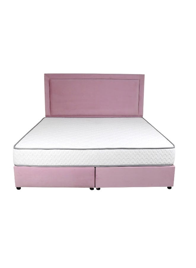 Bed and Mattress Zone Velvetine Upholstered Bed 190 X 90 Single Size Pink Color  - Image 1