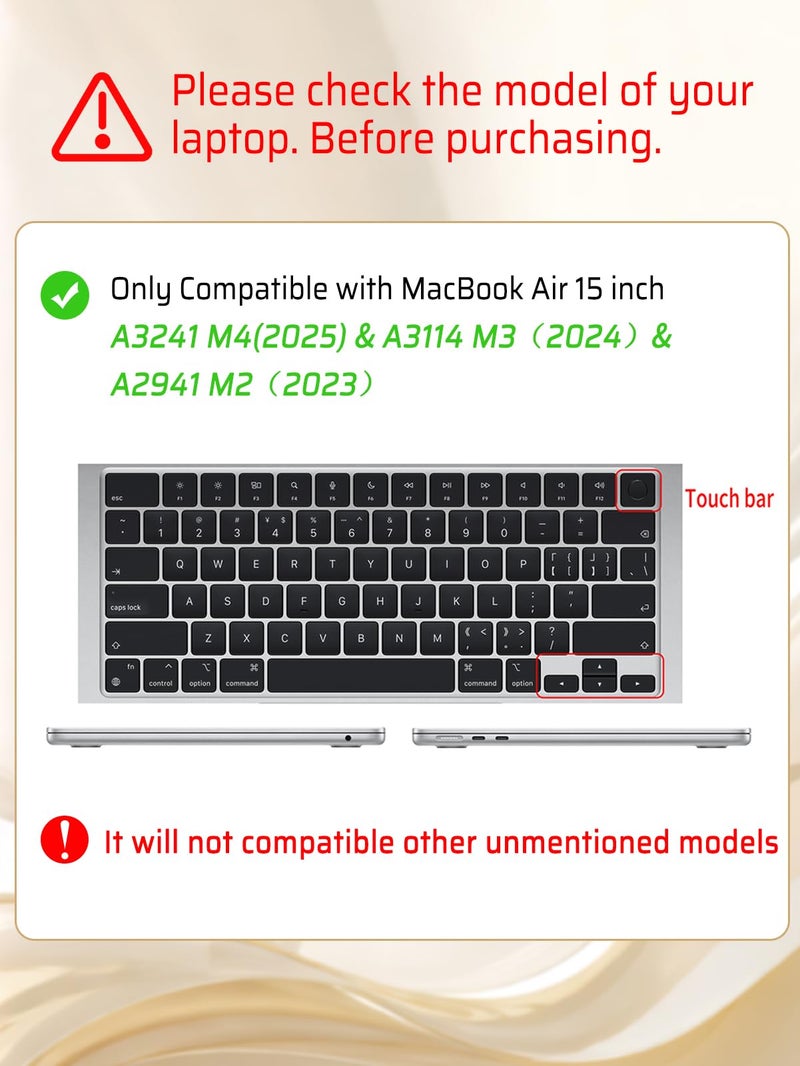 Seorsok Compatible with MacBook Air 15 inch Case 2026 2025-2023 Release M5 A3448 M4 A3241 M3 A3114 M2 A2941,Elegant Leather Plastic Hard Case with Keyboard Cover,Pink Woven Fabric No Logo Cutout - Image 3