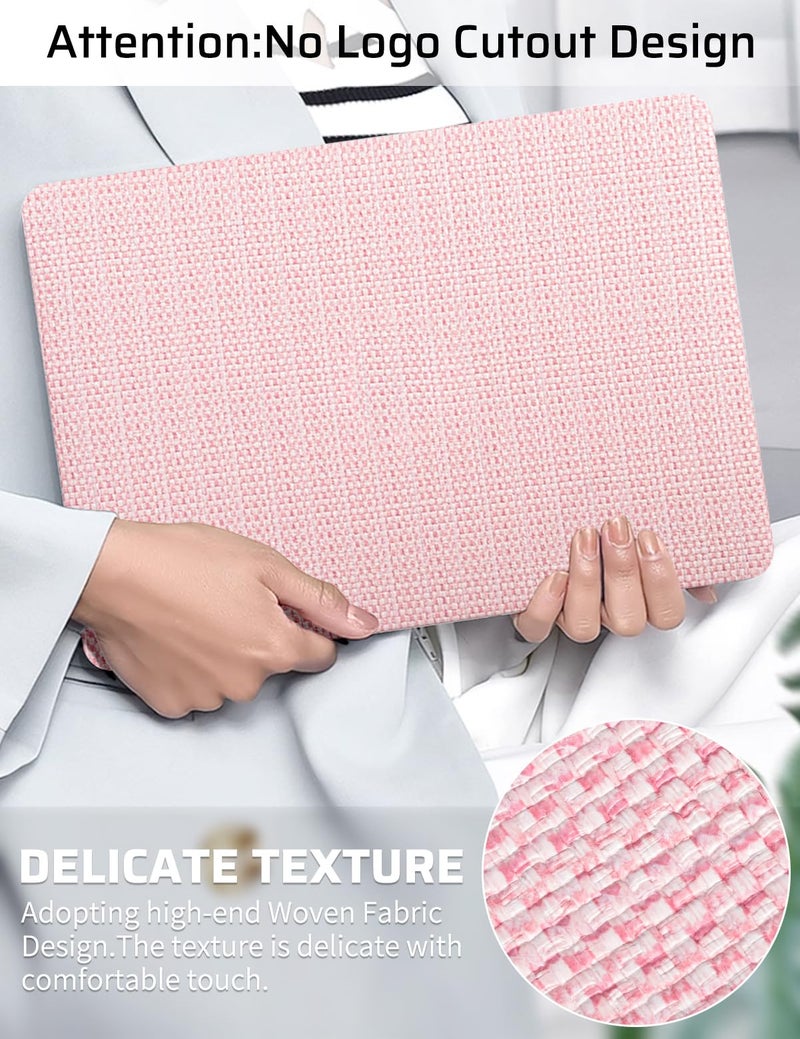 Seorsok Compatible with MacBook Air 15 inch Case 2026 2025-2023 Release M5 A3448 M4 A3241 M3 A3114 M2 A2941,Elegant Leather Plastic Hard Case with Keyboard Cover,Pink Woven Fabric No Logo Cutout - Image 2