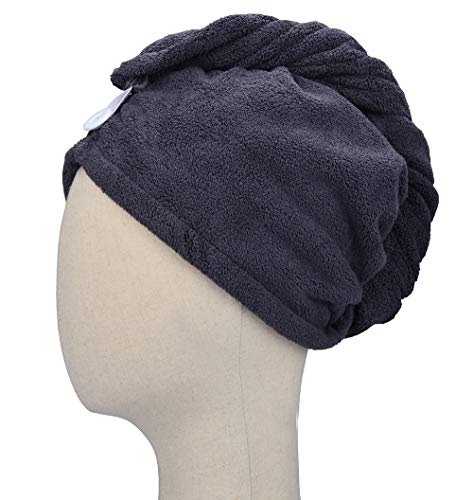 HOPESHINE Microfiber Hair Drying Towel Turban Twist for Long Hair Magic Instant Dry Hair Towel Wrap Fast Drying Absorbent Cap Great Gift for Women and Girls 2-Pack Dark Grey + Light Grey - Image 3