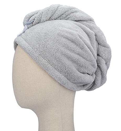 HOPESHINE Microfiber Hair Drying Towel Turban Twist for Long Hair Magic Instant Dry Hair Towel Wrap Fast Drying Absorbent Cap Great Gift for Women and Girls 2-Pack Dark Grey + Light Grey - Image 4