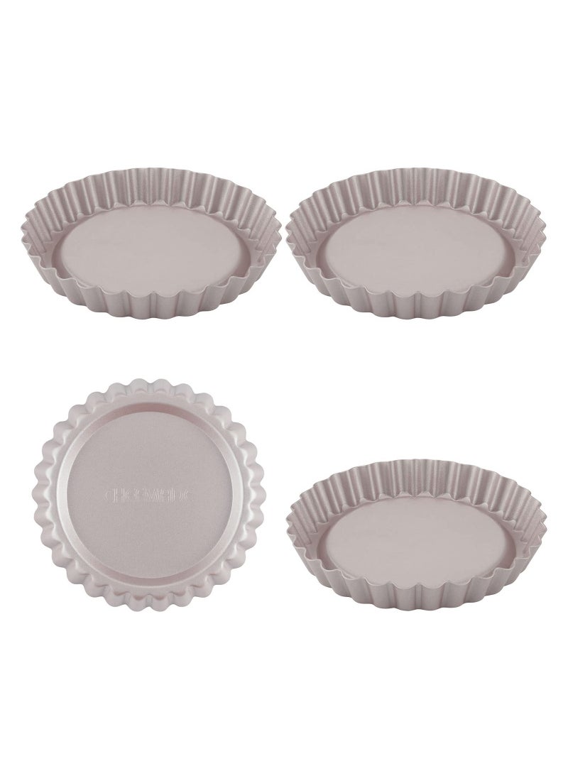 chefmade - Round Tart Pan Non Stick 4 Inch 4Pcs Quiche Pan - Image 1