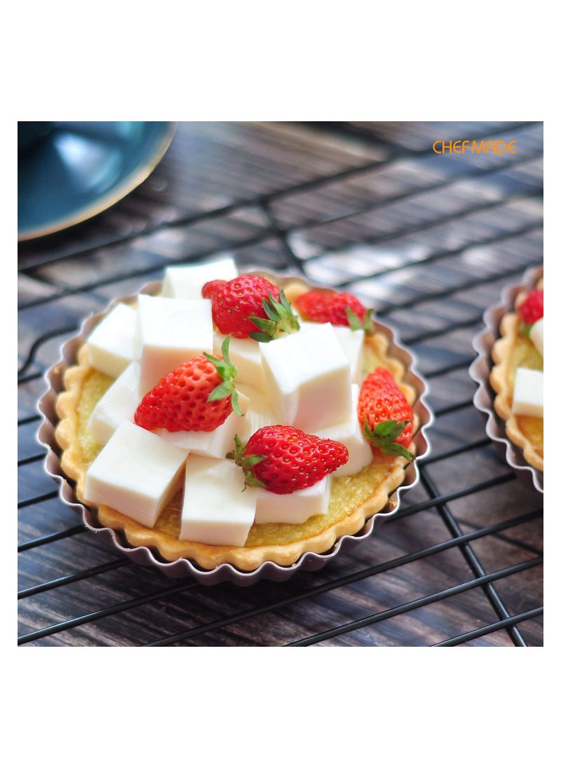 chefmade - Round Tart Pan Non Stick 4 Inch 4Pcs Quiche Pan - Image 1