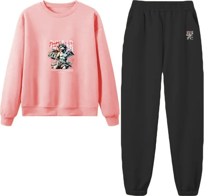دوغ فش Tracksuit Oversize Dollardreams Printed Tracksuit,lover,couple Combination Pink