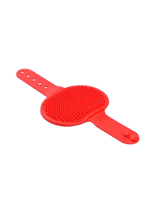 NIBEMINENT Rubber Material Pet Cleaning Oval Dog Massage Bath Adjustable Brush Comb Red 13x2x12cm - Image 3