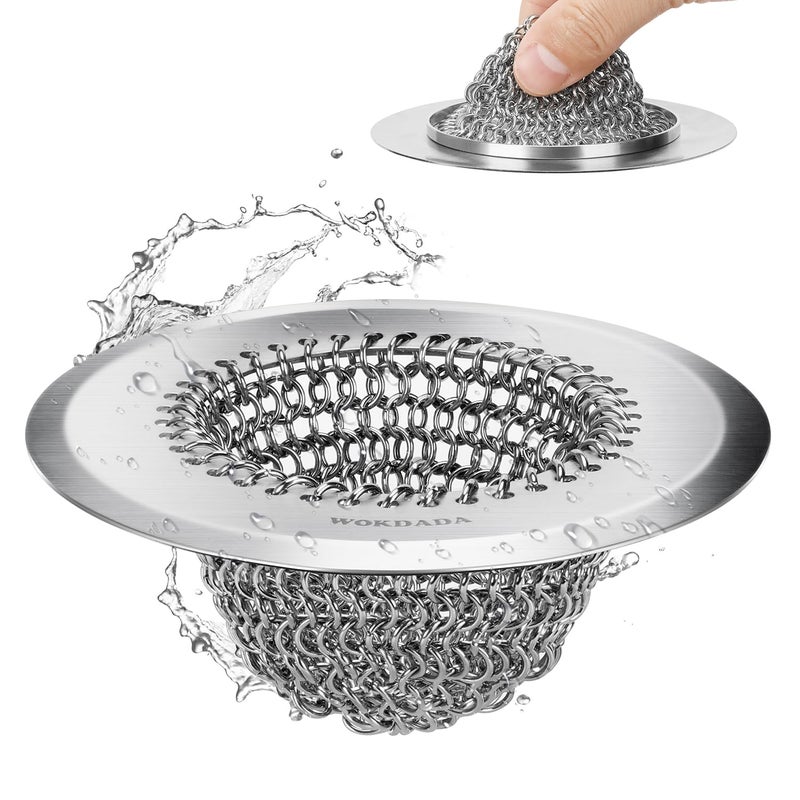 WOKDADA Revolutionary Kitchen Sink Drain Strainer, Patented Reversible Kitchen Sink Strainer, 304 Stainless Steel Sink Strainer Basket, Anti-Clogging & Handmade, Fit US Standard 3-1/2'' Sink Hole - Image 1
