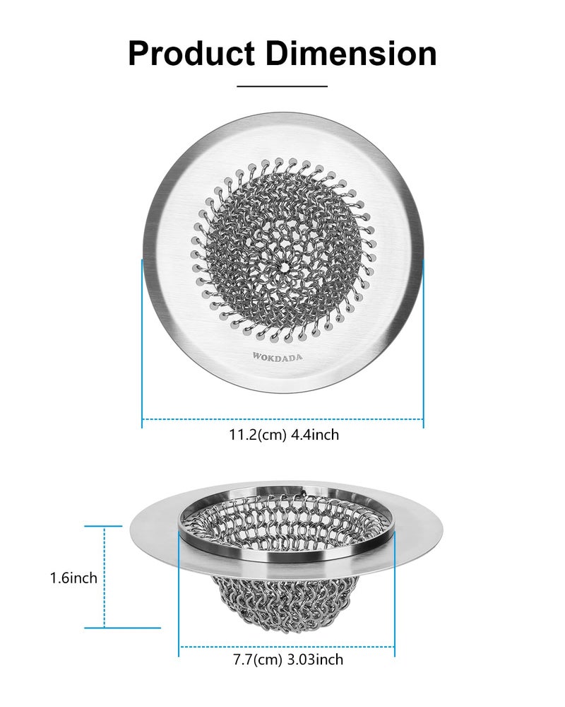 WOKDADA Revolutionary Kitchen Sink Drain Strainer, Patented Reversible Kitchen Sink Strainer, 304 Stainless Steel Sink Strainer Basket, Anti-Clogging & Handmade, Fit US Standard 3-1/2'' Sink Hole - Image 2
