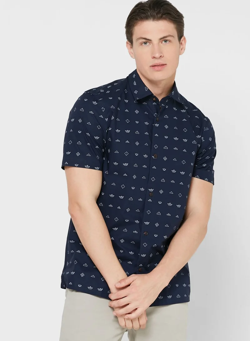 Ted Baker Paper Boat Print Regular Fit Shirt