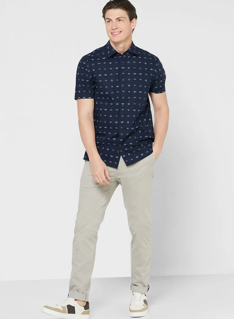 Ted Baker Paper Boat Print Regular Fit Shirt