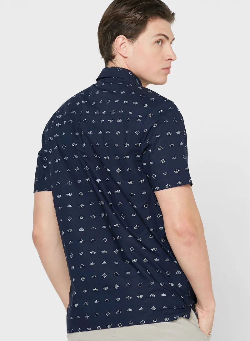 Ted Baker Paper Boat Print Regular Fit Shirt
