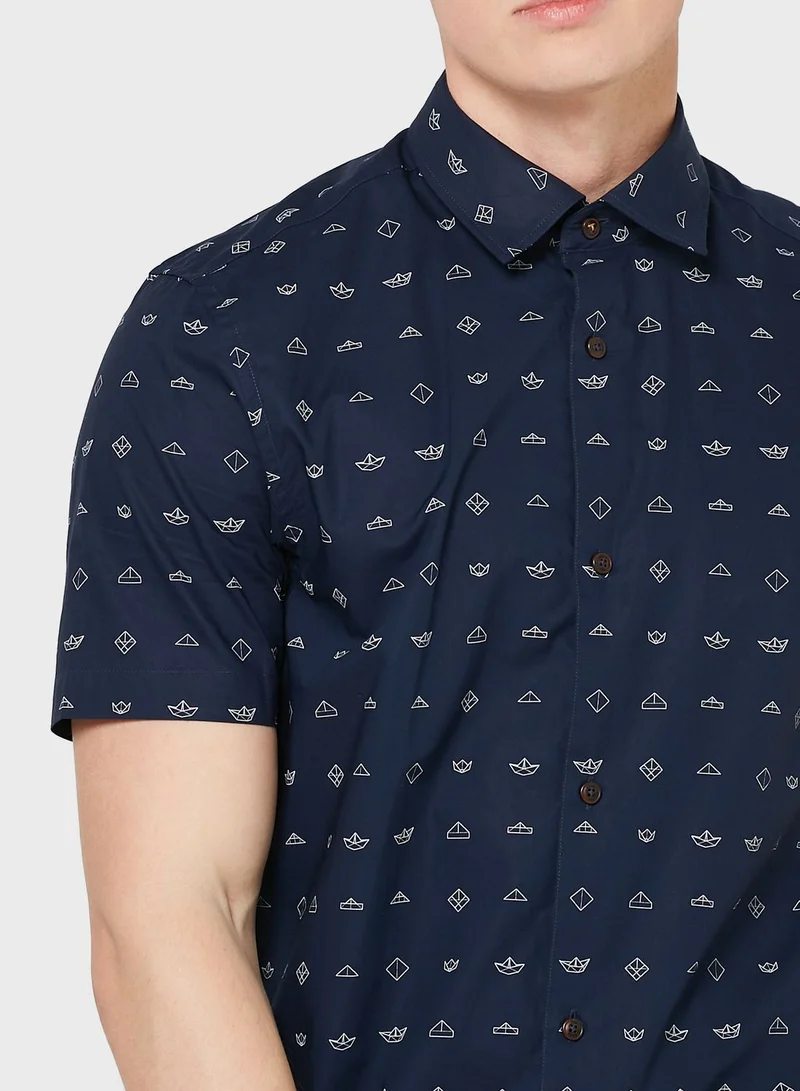 Ted Baker Paper Boat Print Regular Fit Shirt