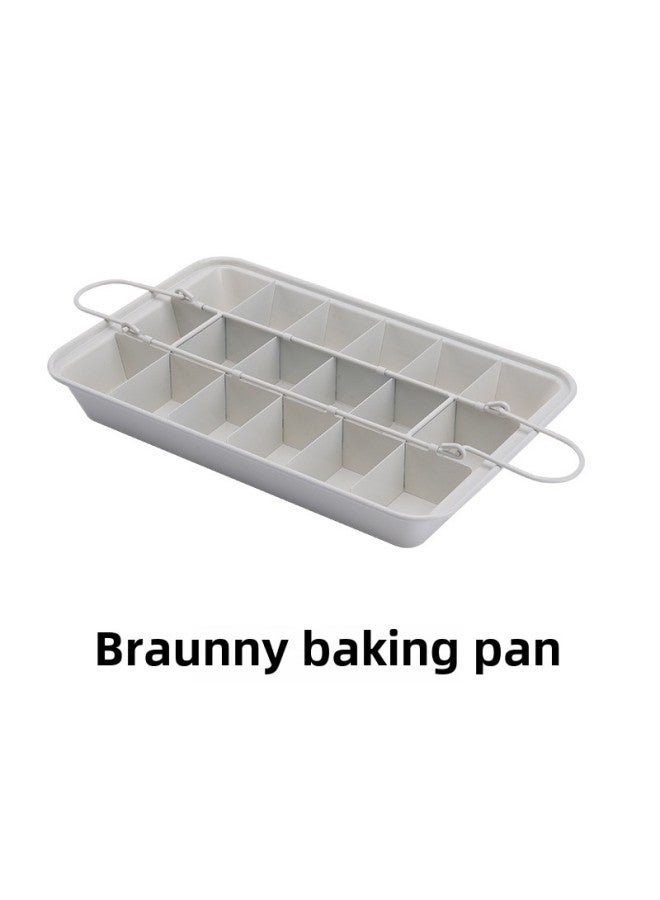 Brownie Baking Pan Cake Mold White Baking Six-Piece Set Rectangular Cookie Roll Non-Stick Chassis-Color:Brownie (Milkshake White)  - Image 1