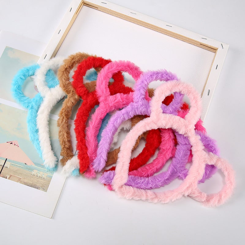 إسكدنيا Candy-Colored Plush Headband Cute Bear Ears Mix and match