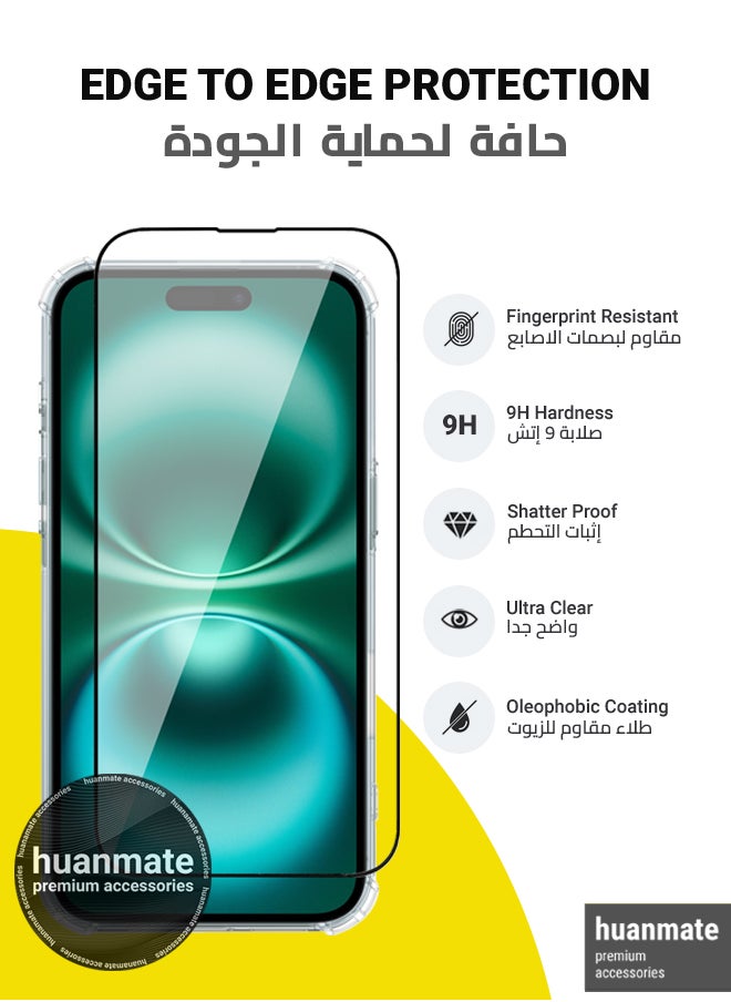 huanmate - 2 in 1 Apple iPhone 16 Protection Pack - Ultra Clear Shockproof Case & Edge-to-Edge Screen Protector, 360 Degree Protection, Back Cover & Screen Protector for Apple iPhone 16 - Image 1