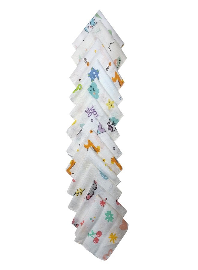 JOY'S E-STORE Muslin Cotton Baby Washcloths for Newborns – Ultra Soft, Absorbent, Reusable Face Towels | 20x20 cm | Pack of 12 | Soft Hankies for Babies - Image 1