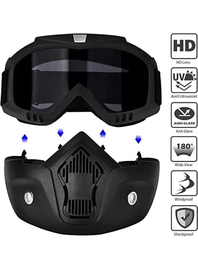Windproof Adjustable Detachable TPU Goggle Mask – UV Protective Anti-Scratch Open-Face Shield for Cycling, Motorbike & Outdoor Sports - Image 3