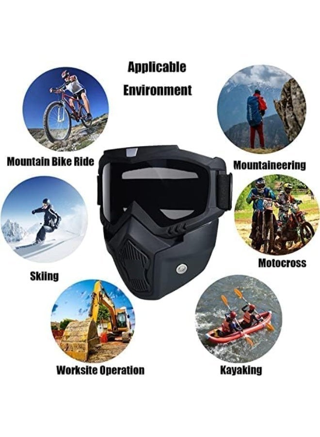 Windproof Adjustable Detachable TPU Goggle Mask – UV Protective Anti-Scratch Open-Face Shield for Cycling, Motorbike & Outdoor Sports - Image 4