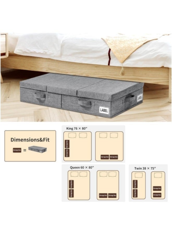 Under Bed Storage with Lids 2Pcs Large Underbed Storage Containers with Handles and Labels Foldable Stackable Drawer Organizer Bins Box for Clothes Shoes Blankets  - Image 3