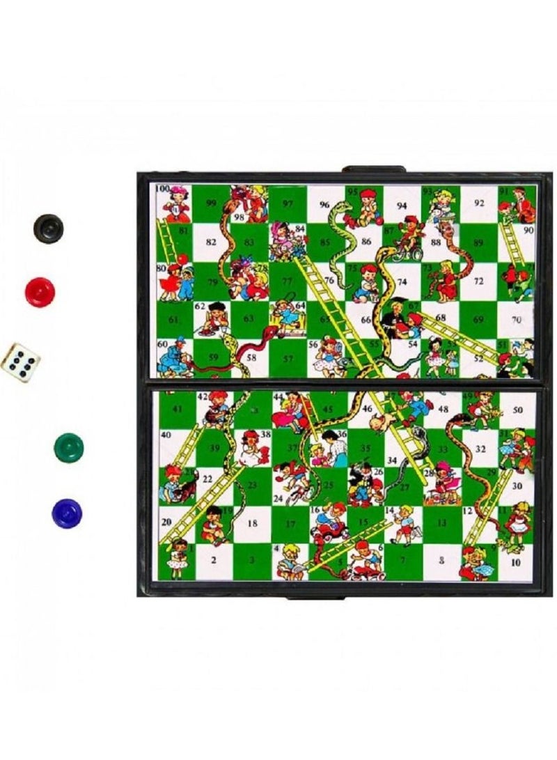 MARGOUN حزمة قيمة (2 + 1 مجانية) ألعاب لوحية قابلة للطي لودو، الثعابين والسلالم والداما 3 في 1 مجموعة ألعاب لوحية ممتعة للعائلة للأطفال والبالغين - Image 5