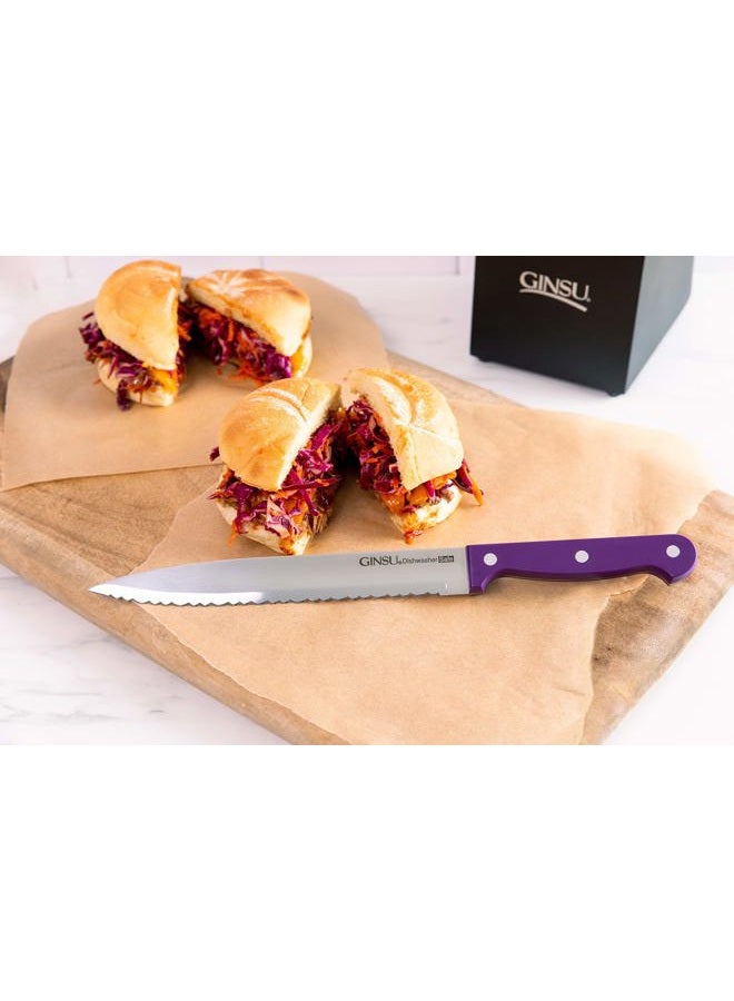 Ginsu Kiso 14-Piece Purple Knife Set with Natural Block - Dishwasher Safe and Always Sharp - Image 2
