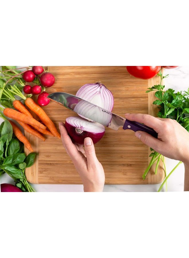 Ginsu Kiso 14-Piece Purple Knife Set with Natural Block - Dishwasher Safe and Always Sharp - Image 5