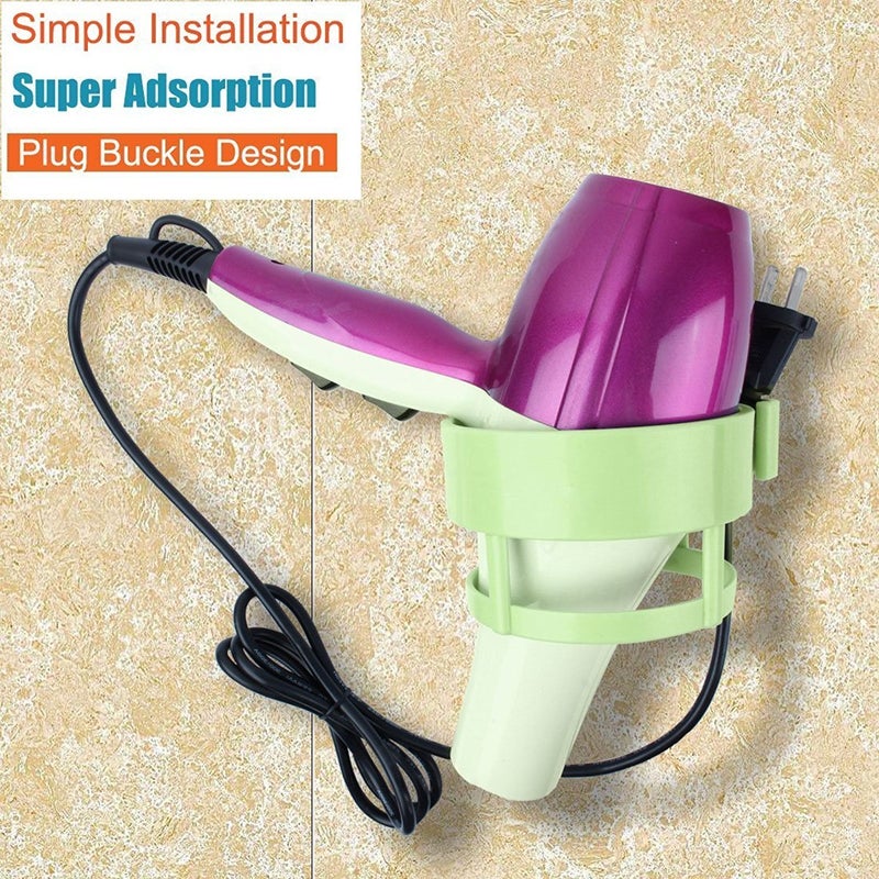 CONNECTWIDE CONNECTWIDE Hair Dryer HolderWall Hanging Hair Dryer Hook Holder Rack Wall Mounted Bathroom Blow Dryer 1 Pc Green  - Image 2