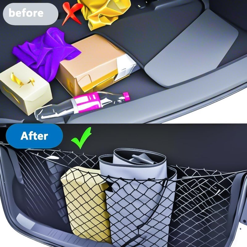 Trunk Organizer Cargo Net Elastic Mesh Bed Net with Hooks Compatible with Toyota Tundra 2000 to 2022 2023 2024 2025 - Image 3