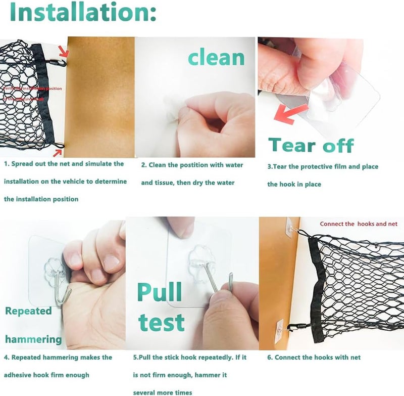 Trunk Organizer Cargo Net Elastic Mesh Bed Net with Hooks Compatible with Toyota Tundra 2000 to 2022 2023 2024 2025 - Image 4