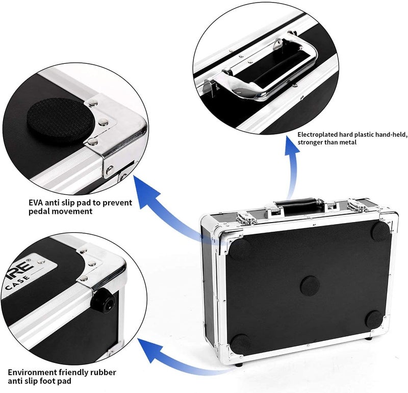 GHOSTFIRE Guitar Multi Effect Pedal Case14x9.8x4.2in ，with Pedal Mounting Tape Fastener，Sturdy Locking Aluminum ，T series T-EC6 - Image 4