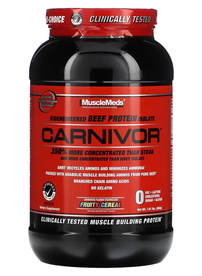 MUSCLEMEDS Carnivor Bioengineered Beef Protein Isolate Fruity Cereal 1.91 lbs (868 g) 