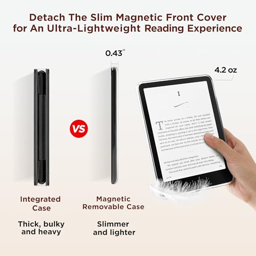 SESENSE Detachable Magnetic Case for 7'' Kindle Paperwhite 12th Gen 2024 and Kindle Colorsoft Signature Edition, Slim PU Shell Cover Case with Auto Wake/Sleep, Leopard - Image 4