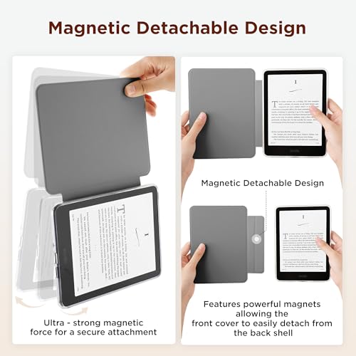 SESENSE Detachable Magnetic Case for 7'' Kindle Paperwhite 12th Gen 2024 and Kindle Colorsoft Signature Edition, Slim PU Shell Cover Case with Auto Wake/Sleep, Leopard - Image 3