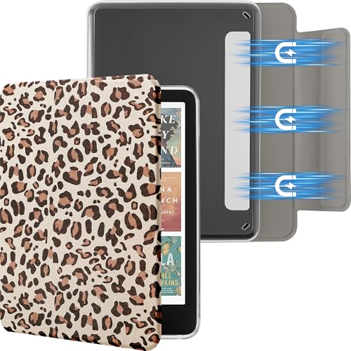 SESENSE Detachable Magnetic Case for 7'' Kindle Paperwhite 12th Gen 2024 and Kindle Colorsoft Signature Edition, Slim PU Shell Cover Case with Auto Wake/Sleep, Leopard - Image 1