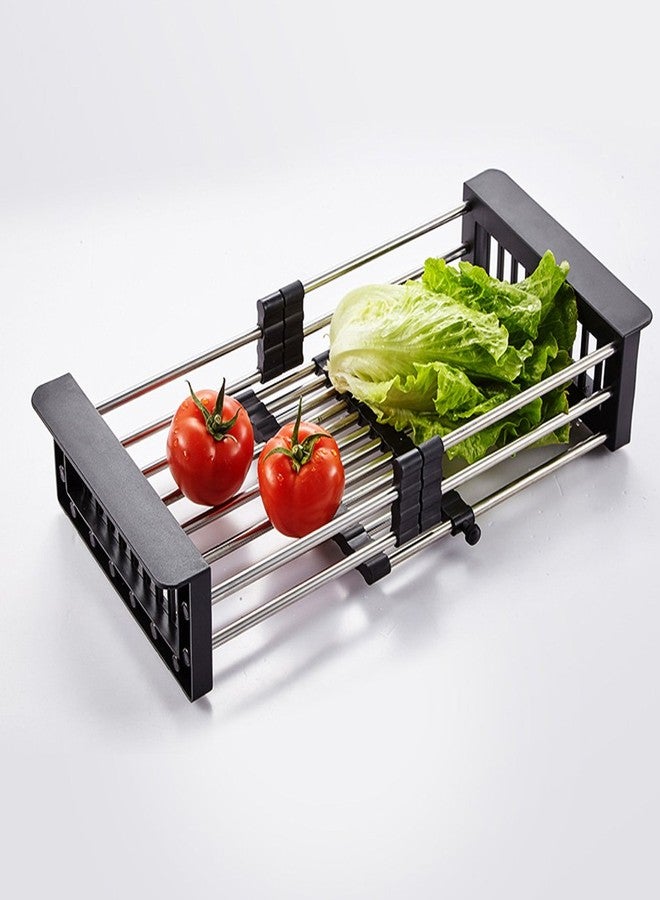 GICASA Sink Dish Drying Rack, Stainless Steel Drainer for 12.5"-20.5" Sinks, Kitchen Countertop Organizer for Dishes, Vegetables, and Fruits (Black & Large Size) - Image 5