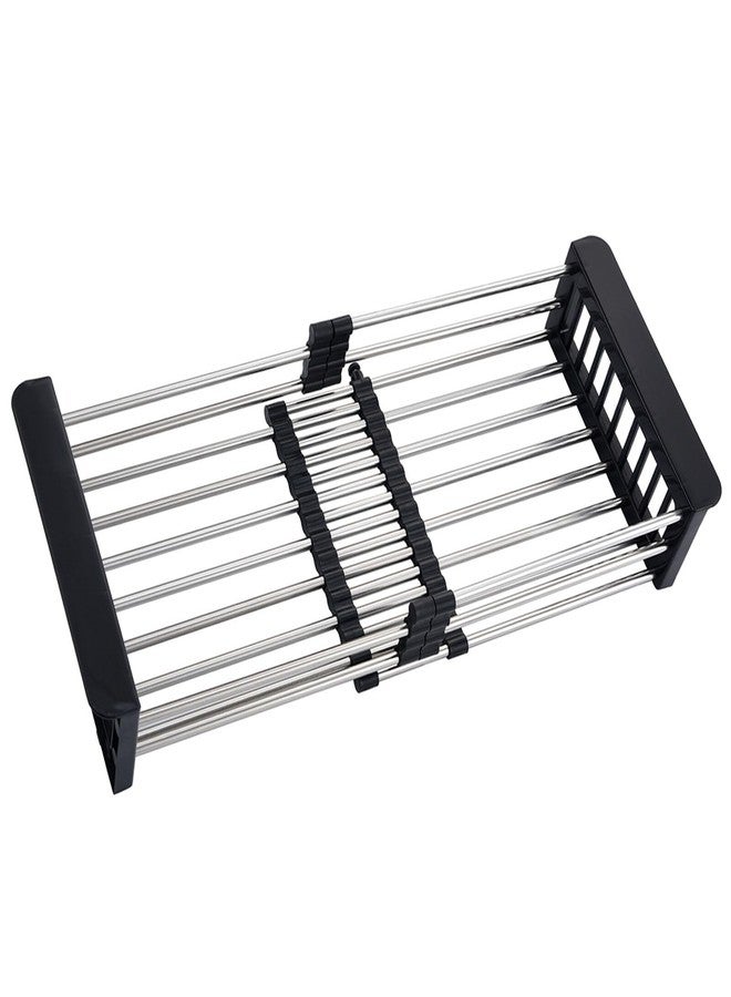 GICASA Sink Dish Drying Rack, Stainless Steel Drainer for 12.5"-20.5" Sinks, Kitchen Countertop Organizer for Dishes, Vegetables, and Fruits (Black & Large Size) - Image 1