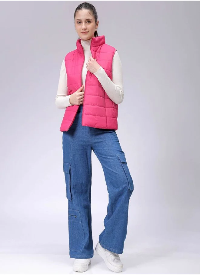 Freehand Women Regular Fit Solid Quilted Jacket