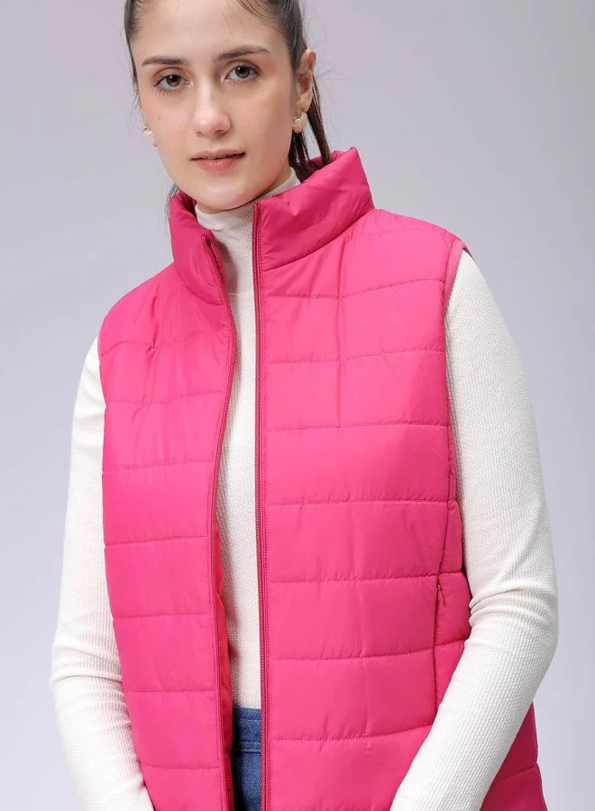 Freehand Women Regular Fit Solid Quilted Jacket