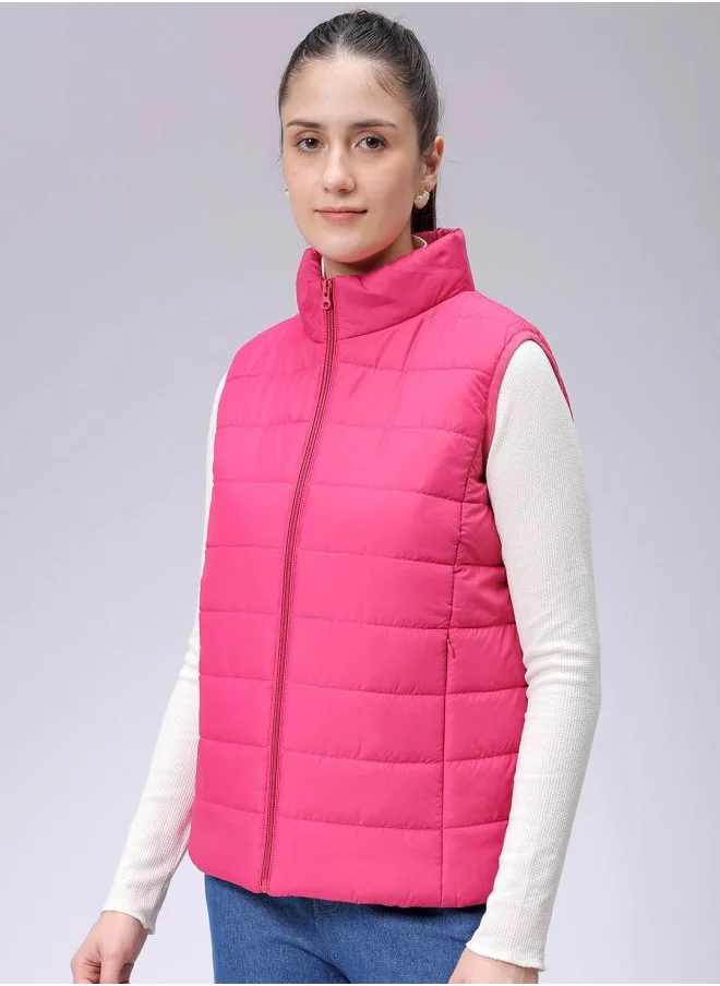 Freehand Women Regular Fit Solid Quilted Jacket