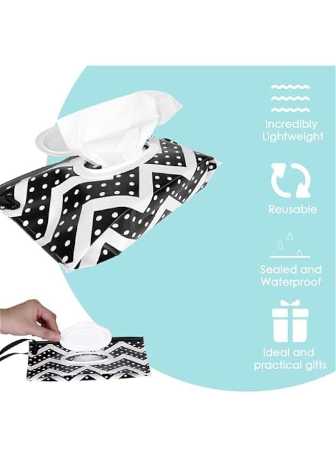 2 Pcs Portable EVA Wet Wipes Bag - Fashionable and Practical for Going Out, Traveling and Outdoor Sports Wet Wipes Dispenser (Wave Type x 1, Feather Type x 1)  - Image 3
