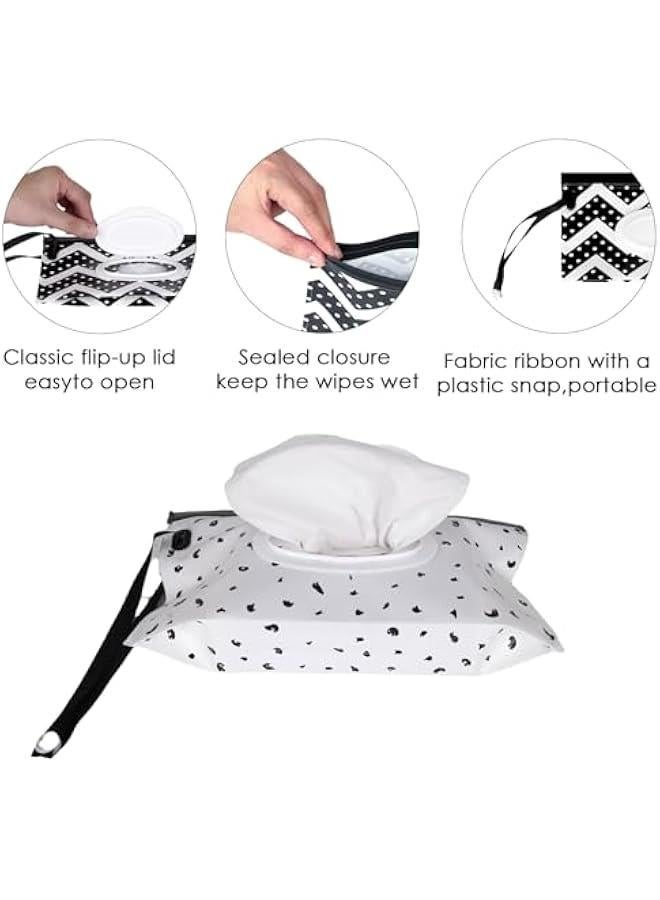 2 Pcs Portable EVA Wet Wipes Bag - Fashionable and Practical for Going Out, Traveling and Outdoor Sports Wet Wipes Dispenser (Wave Type x 1, Feather Type x 1)  - Image 4