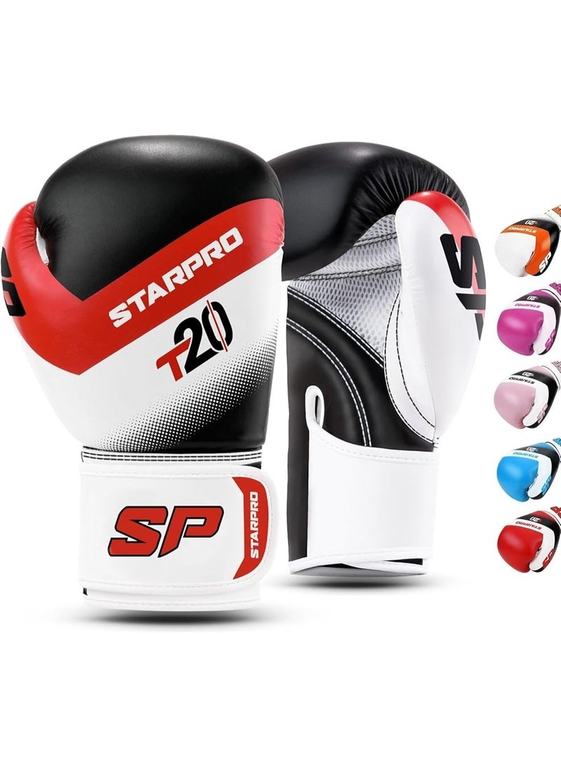 ستاربرو قفازات ملاكمة T20 للمبتدئين لتدريب الشباب في الملاكمة والكيك بوكسينج واللياقة البدنية وتمارين الملاكمة للأطفال تتوفر بمقاسات 113 و170 جم وبالألوان أزرق وزهري وأبيض من ستاربرو (أسود، 170 جم) - Image 4