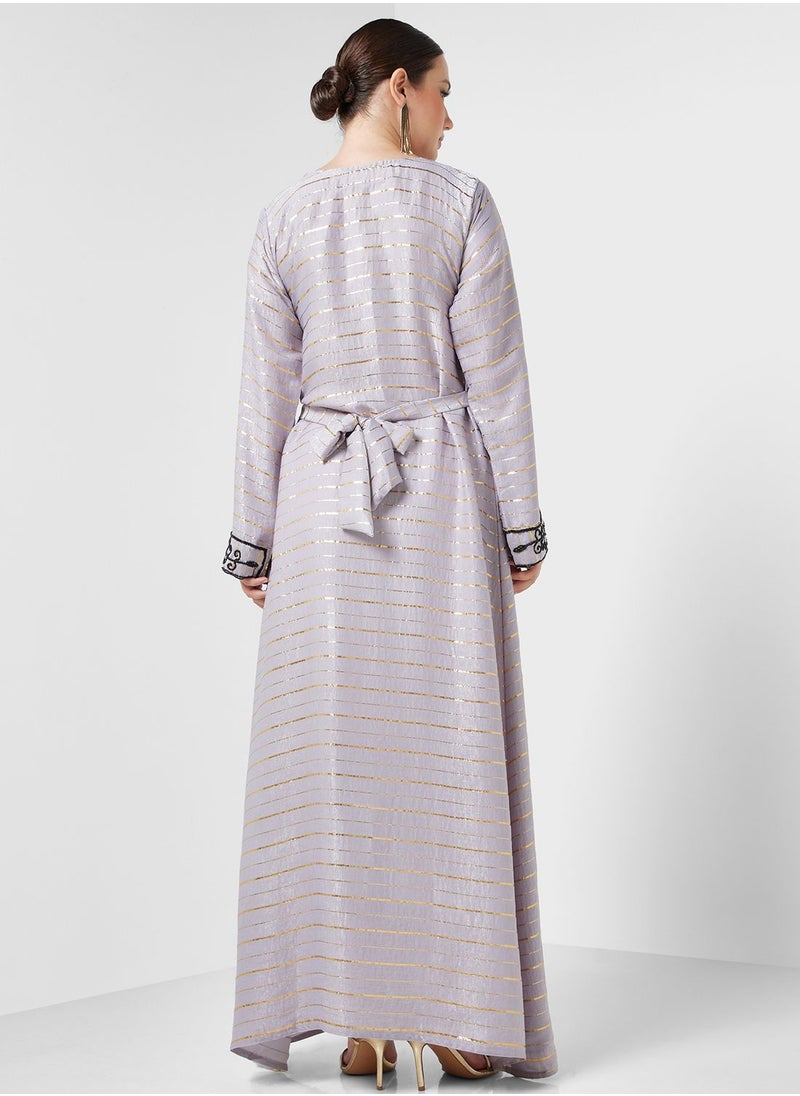 ARABIAN CLOSET - Embellished V- Neck Jalabiya - Image 1