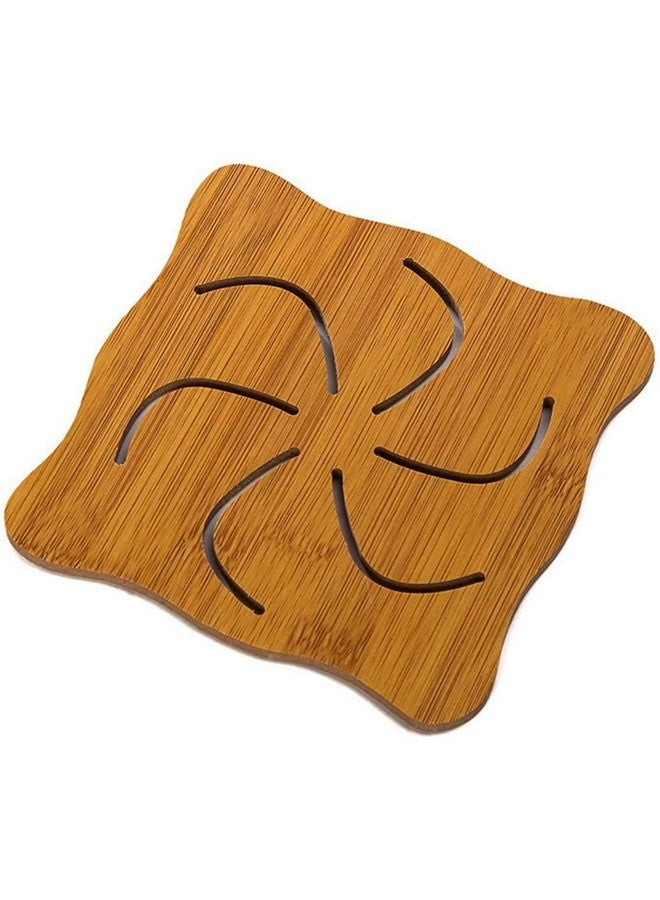 KITOOL 4 PCs Cute Cartoon Hollow Wooden Carved Cup Coasters Table Pad Mat Kitchen Gadgets Size 14.5 cm (Pack - 4) (Chakra) - Image 2