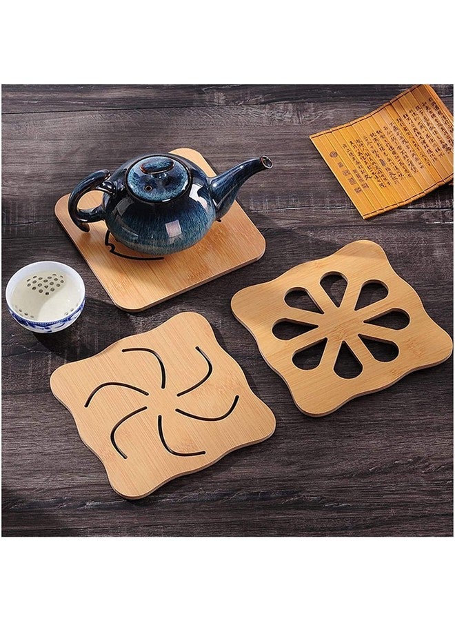 KITOOL 4 PCs Cute Cartoon Hollow Wooden Carved Cup Coasters Table Pad Mat Kitchen Gadgets Size 14.5 cm (Pack - 4) (Chakra) - Image 3