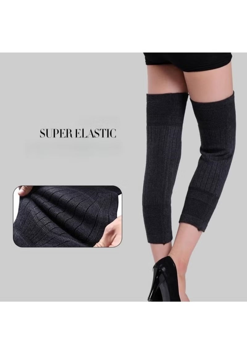 PYC Unisex Winter Warm Thicken Cashmere Wool Knee Brace Support Pads Leg Warmers Thin Knee Sleeves for Men and Women Sports and Daily Wear (Dark Grey)  - Image 2