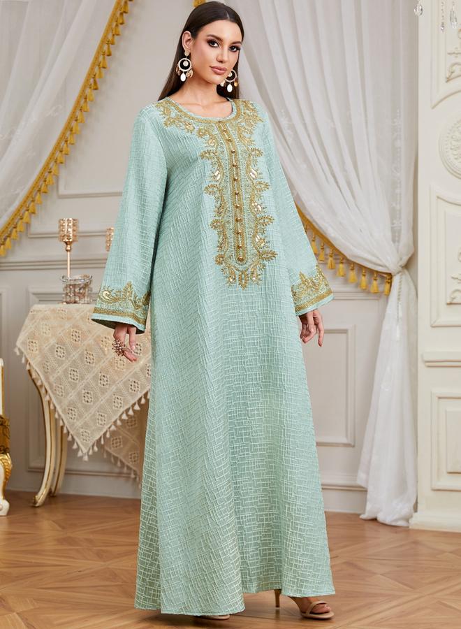 Take Two Teal Embroidered A-Line Jalabiya - Image 4