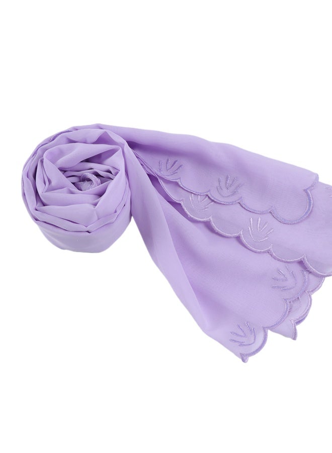 Four Sided Leaf Embroidered Plain Chiffon Square Scarf, Headscarf, Arabic Scarf - Image 1